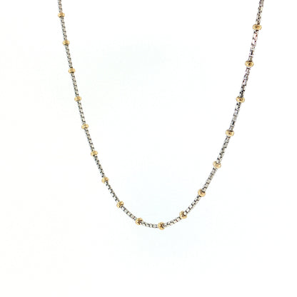 19" Two-Tone Beaded Chain Necklace 14k Gold