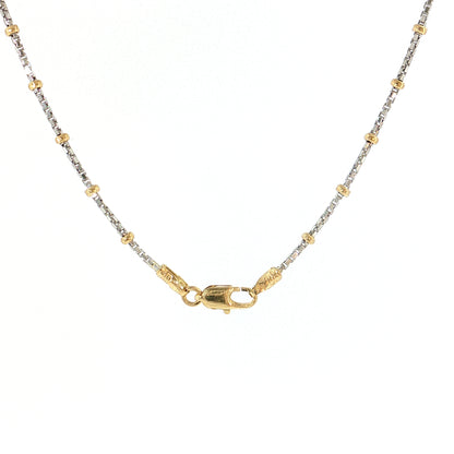 19" Two-Tone Beaded Chain Necklace 14k Gold