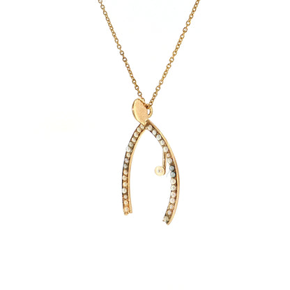Victorian Seed Pearl Horseshoe Pendant 14k Yellow Gold