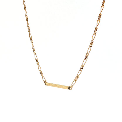 Vintage Mid-Century Figaro Chain Necklace 14k Yellow Gold