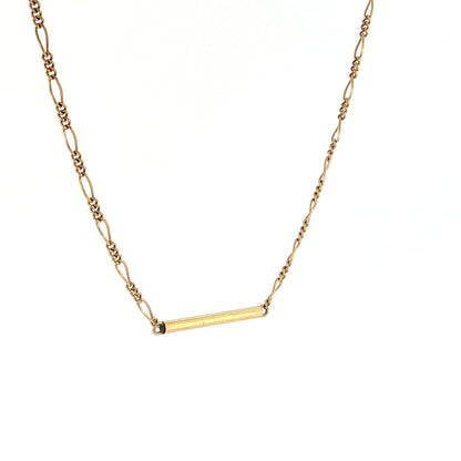 Vintage Mid-Century Figaro Chain Necklace 14k Yellow Gold