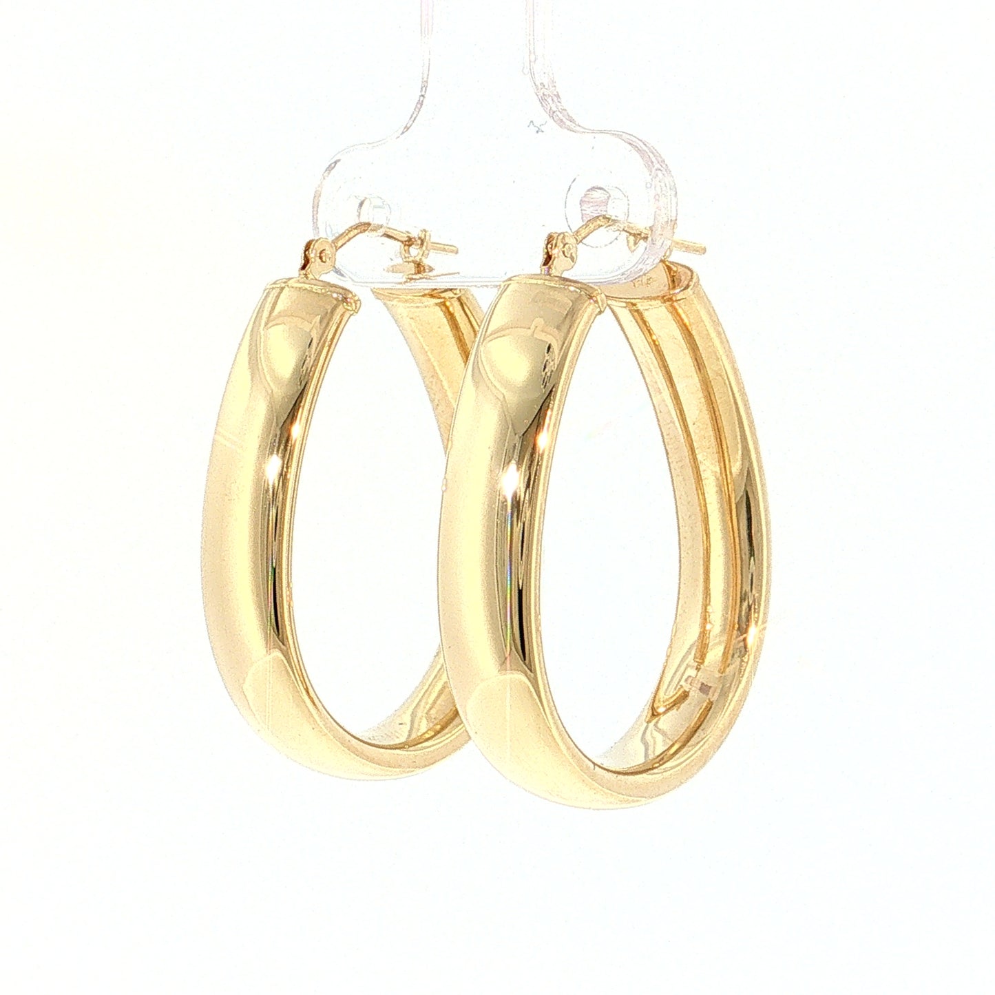 Oblong Hoop Earrings 14k Yellow Gold