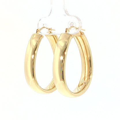Oblong Hoop Earrings 14k Yellow Gold