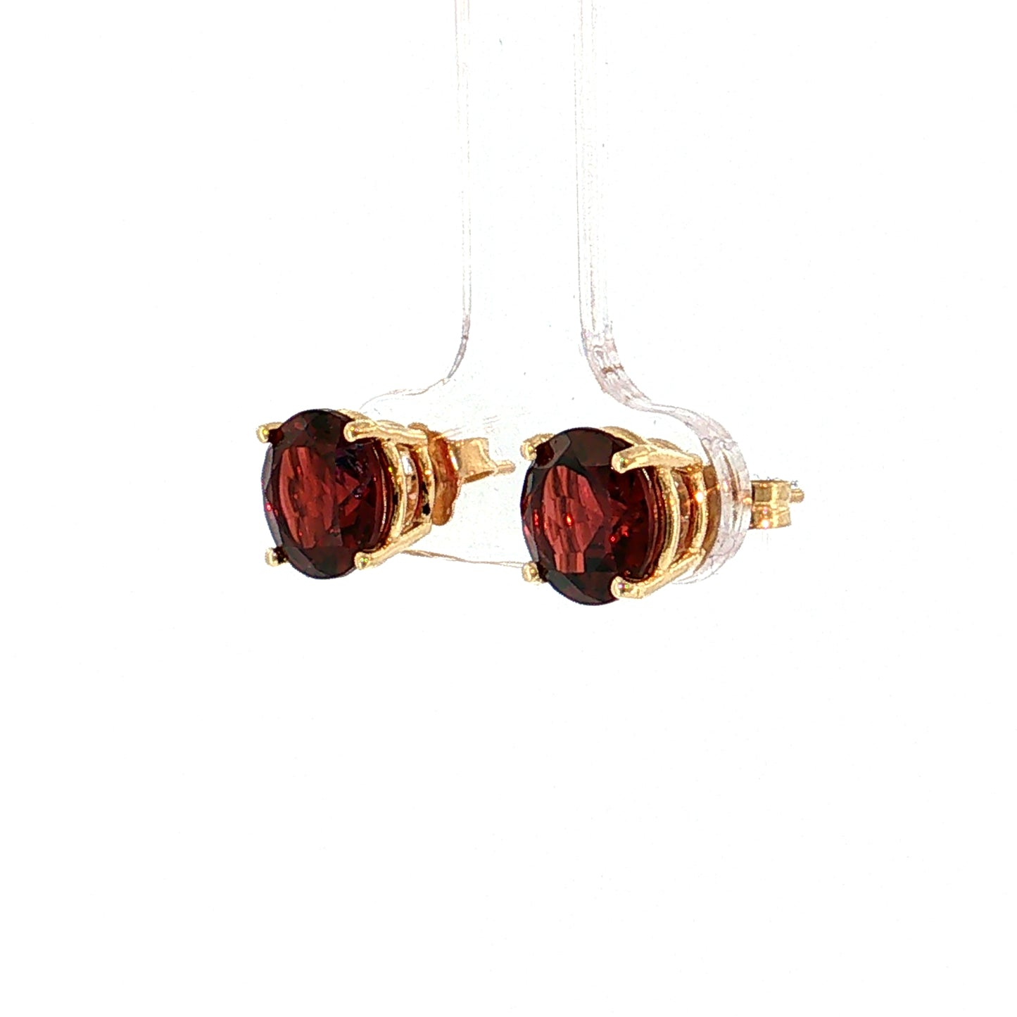 3.76 Round Garnet Stud Earrings 14k Yellow Gold