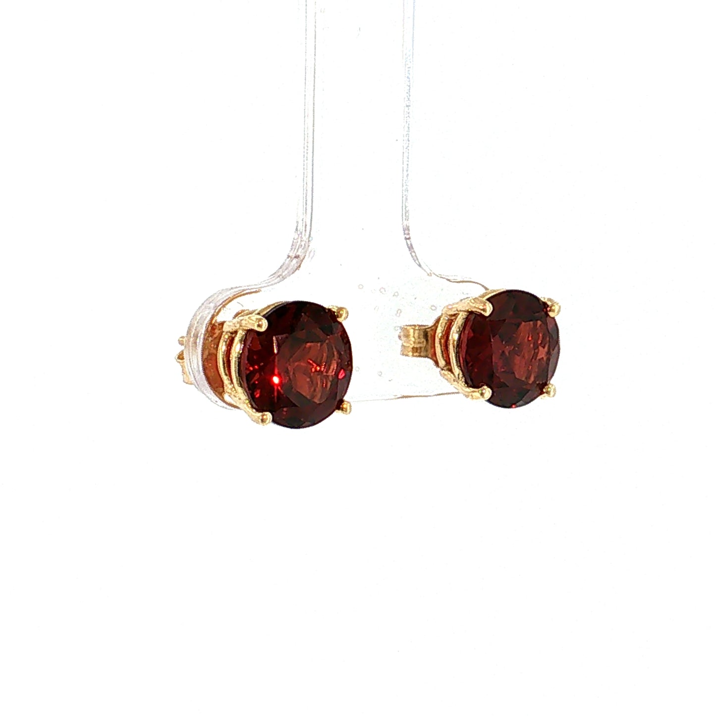 3.76 Round Garnet Stud Earrings 14k Yellow Gold