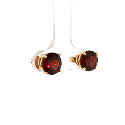 3.76 Round Garnet Stud Earrings 14k Yellow Gold
