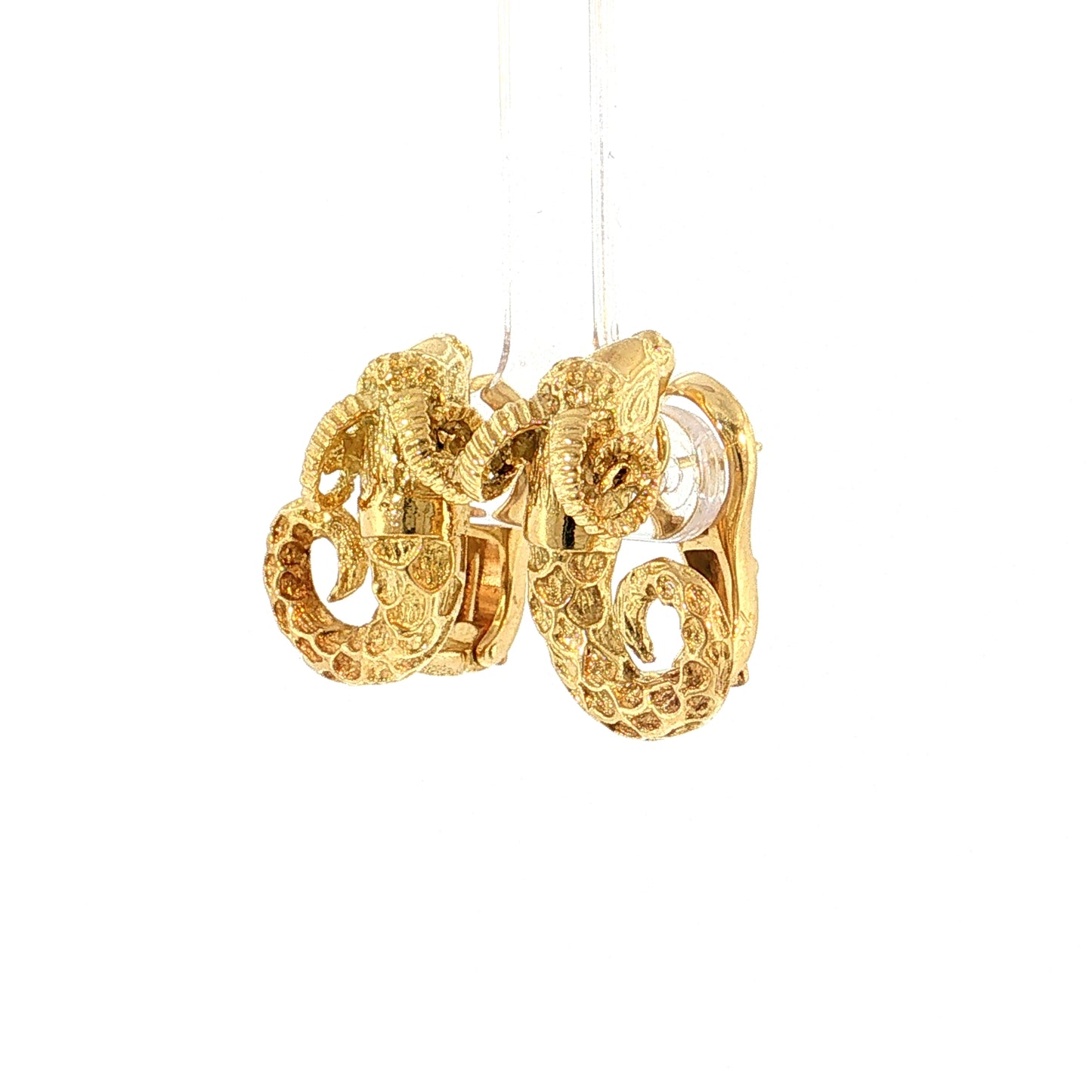 Capricorn Sea Goat Stud Earrings 18k Yellow Gold