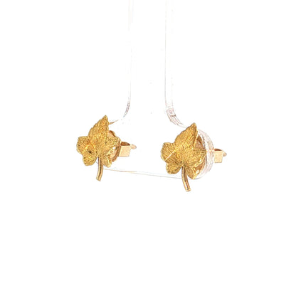 Leaf Stud Earrings 14k Yellow Gold