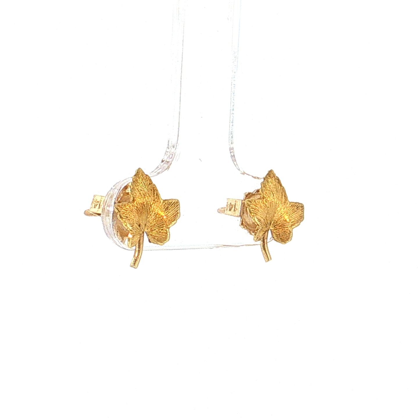 Leaf Stud Earrings 14k Yellow Gold