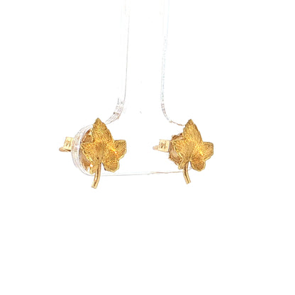 Leaf Stud Earrings 14k Yellow Gold