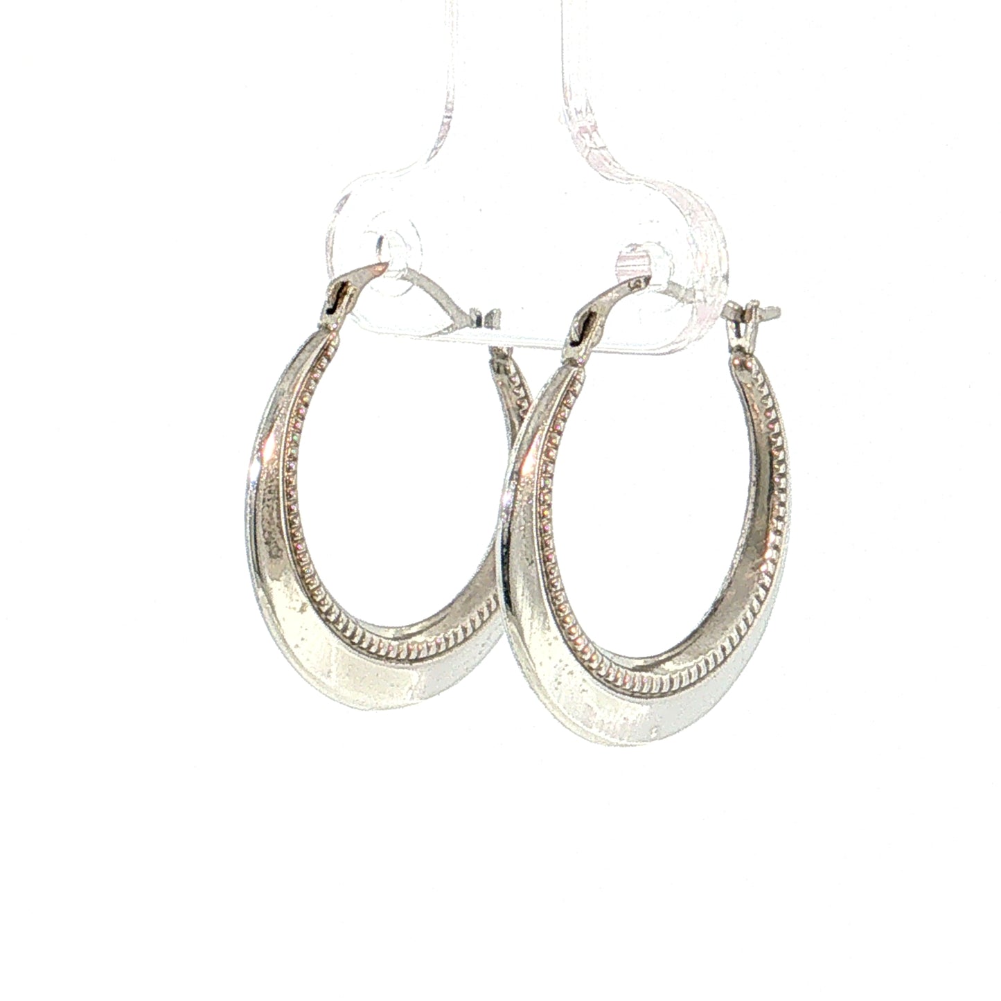 Knife Edge Hoop Earrings 10k White Gold