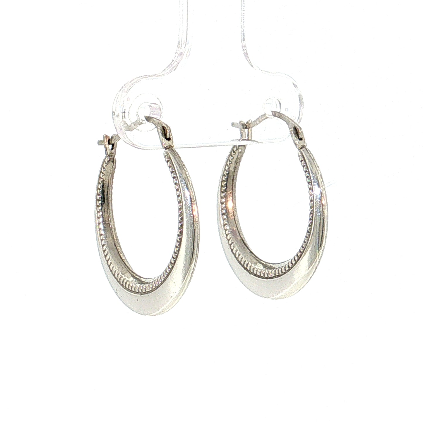 Knife Edge Hoop Earrings 10k White Gold
