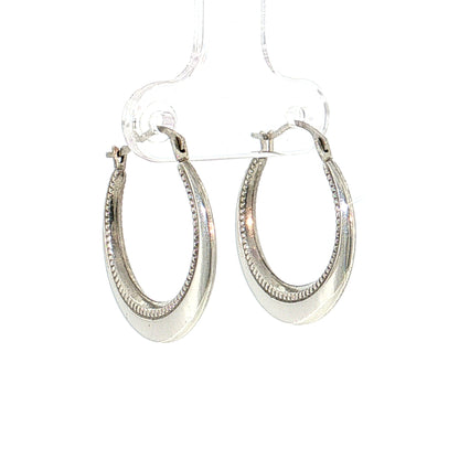 Knife Edge Hoop Earrings 10k White Gold