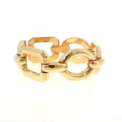 Vintage Mid-Century Oversized Geometric Link Bracelet 14k Yellow Gold