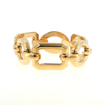 Vintage Mid-Century Oversized Geometric Link Bracelet 14k Yellow Gold