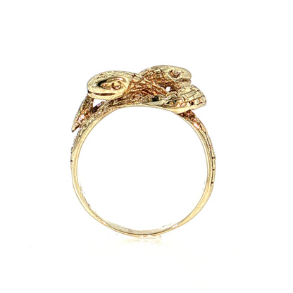 Vintage Mid-Century Snake Cocktail Ring 14k