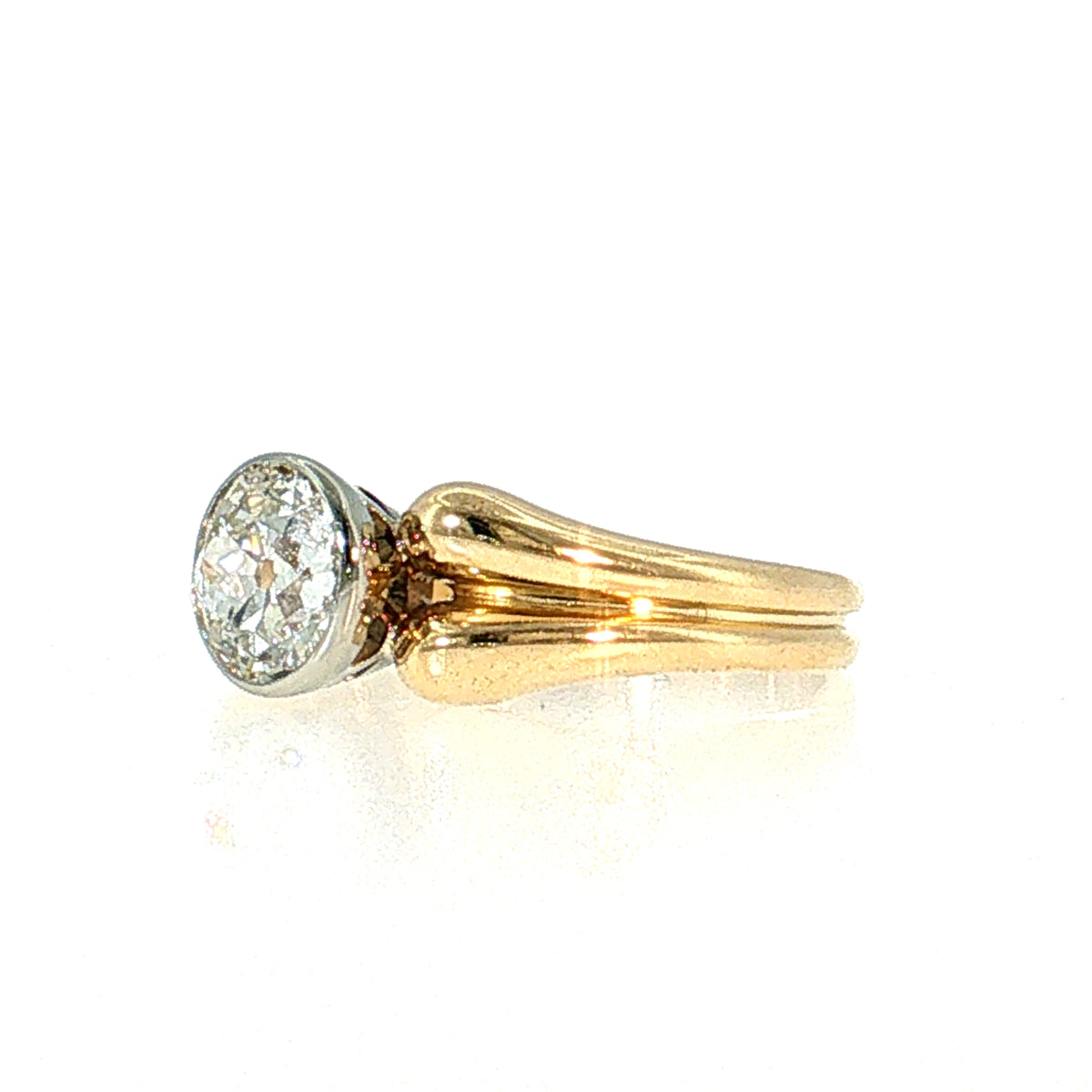 1.29 Old European Cut Diamond Engagement Ring Two-Tone 14k