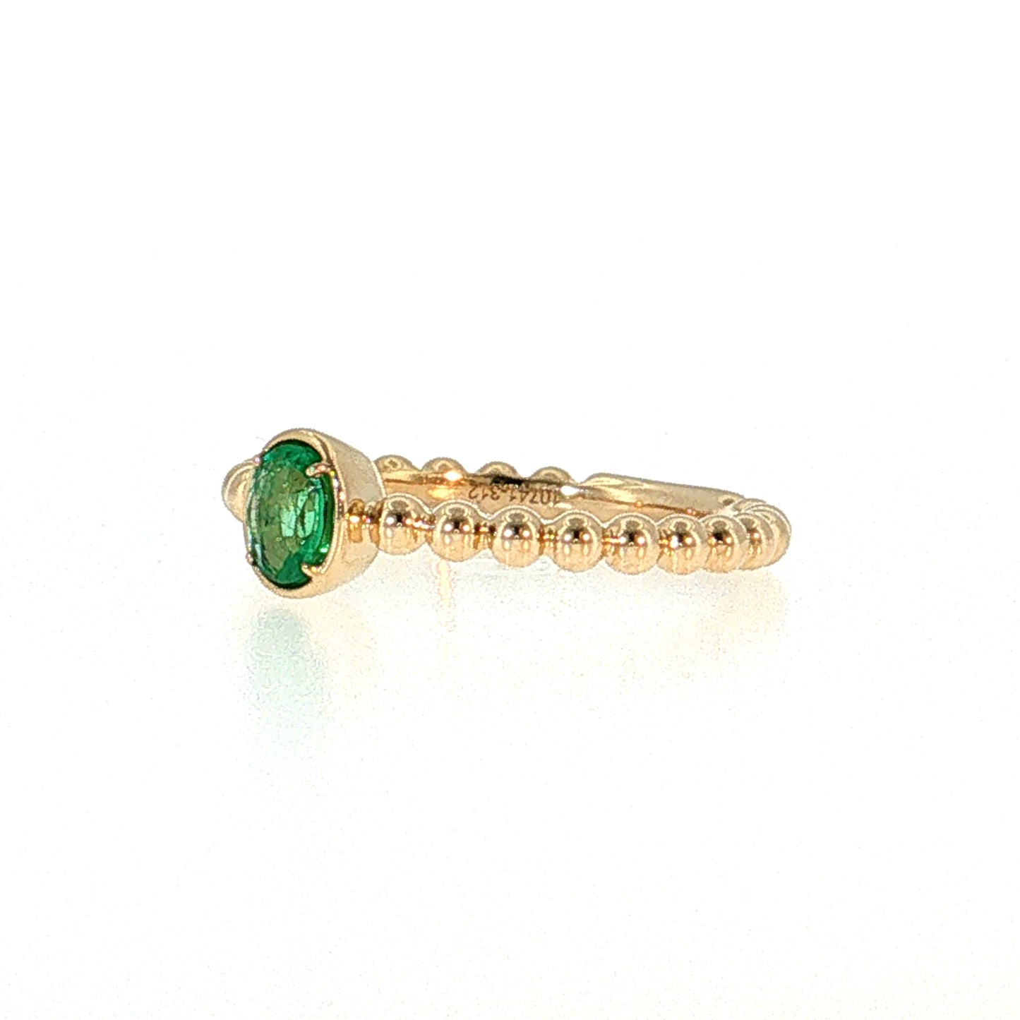 .30 Oval Emerald Solitaire Stacking Ring 14k Yellow Gold