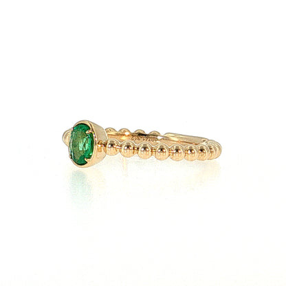 .30 Oval Emerald Solitaire Stacking Ring 14k Yellow Gold
