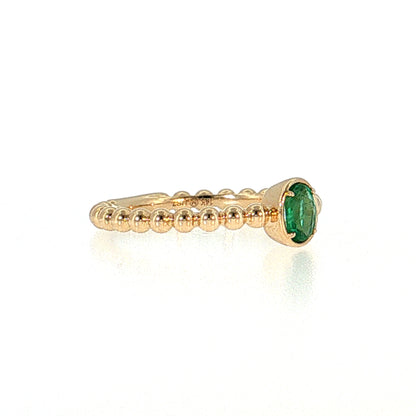 .30 Oval Emerald Solitaire Stacking Ring 14k Yellow Gold