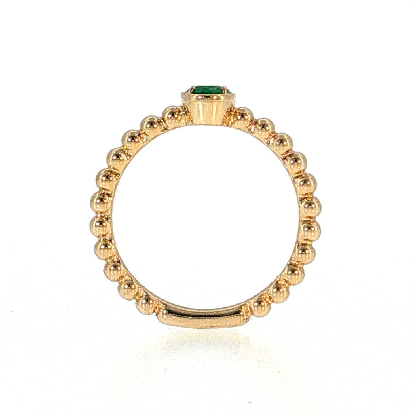 .30 Oval Emerald Solitaire Stacking Ring 14k Yellow Gold
