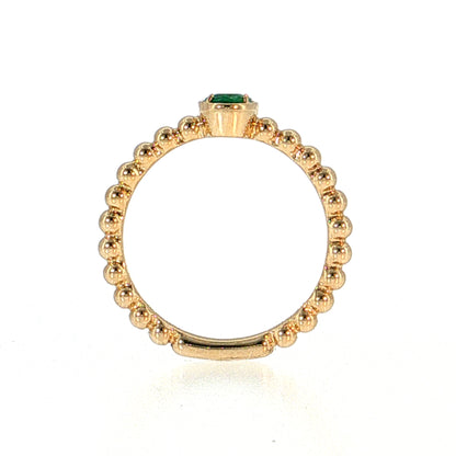 .30 Oval Emerald Solitaire Stacking Ring 14k Yellow Gold