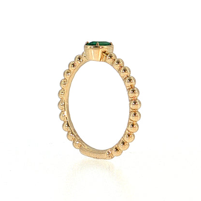 .30 Oval Emerald Solitaire Stacking Ring 14k Yellow Gold