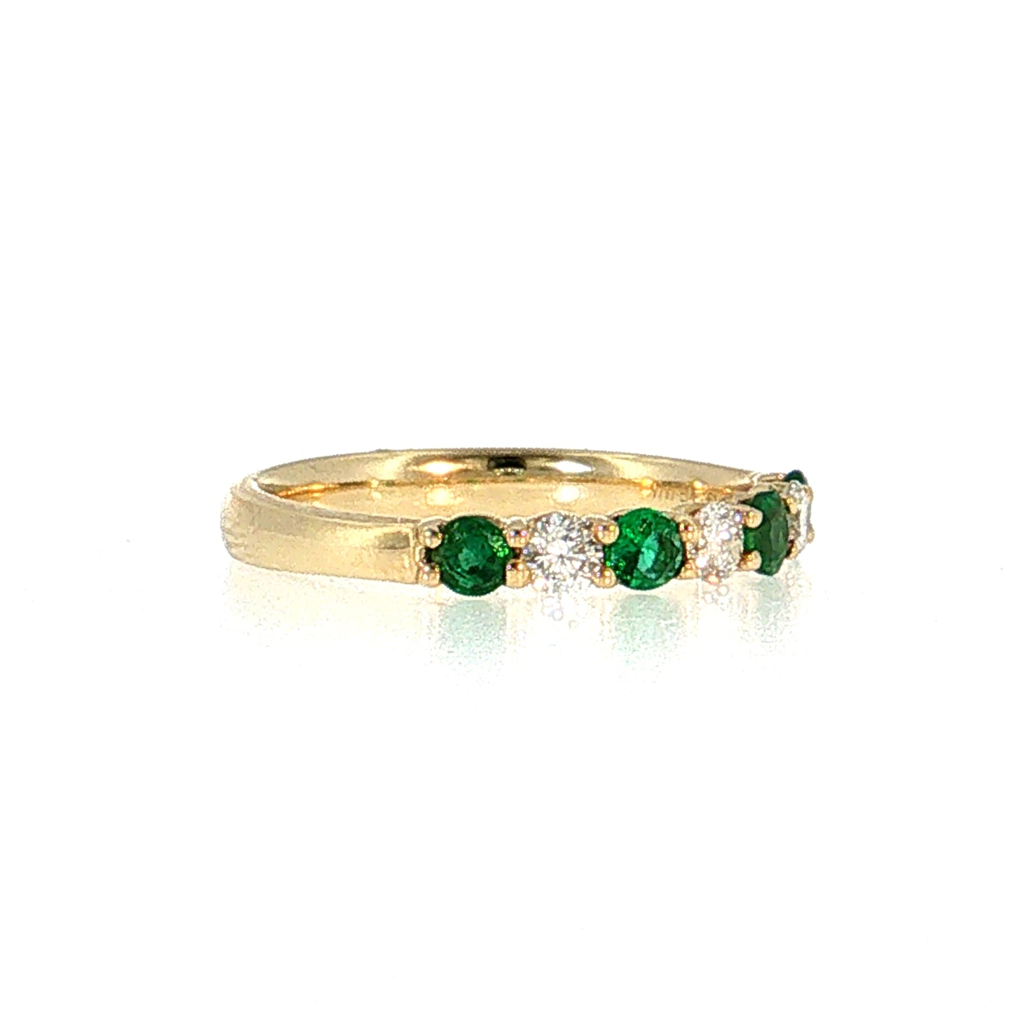 Emerald & Diamond Half-Eternity Wedding Band 14k