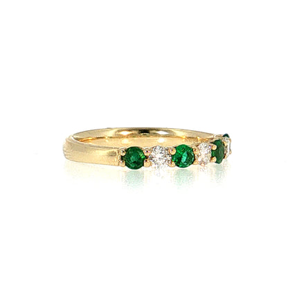 Emerald & Diamond Half-Eternity Wedding Band 14k