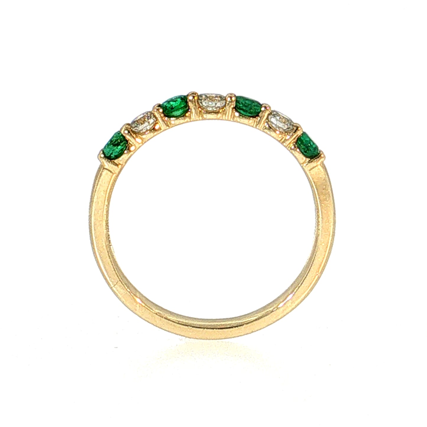 Emerald & Diamond Half-Eternity Wedding Band 14k