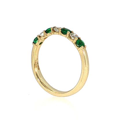 Emerald & Diamond Half-Eternity Wedding Band 14k