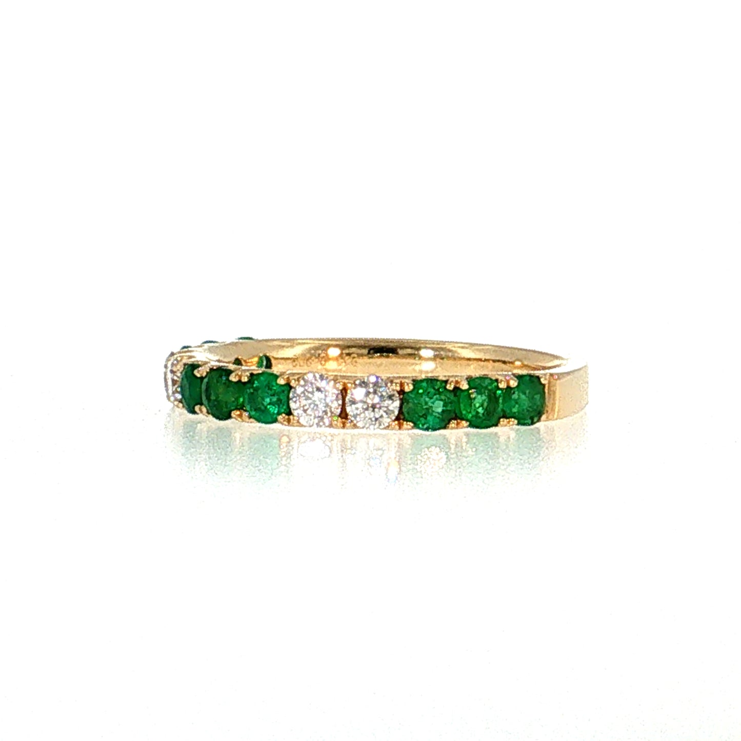 .63 Emerald & Diamond Half-Eternity Wedding Band 14k