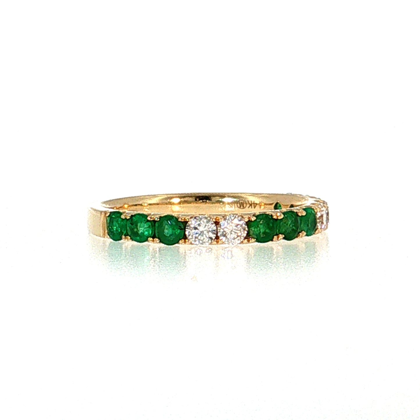 .63 Emerald & Diamond Half-Eternity Wedding Band 14k