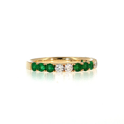 .63 Emerald & Diamond Half-Eternity Wedding Band 14k