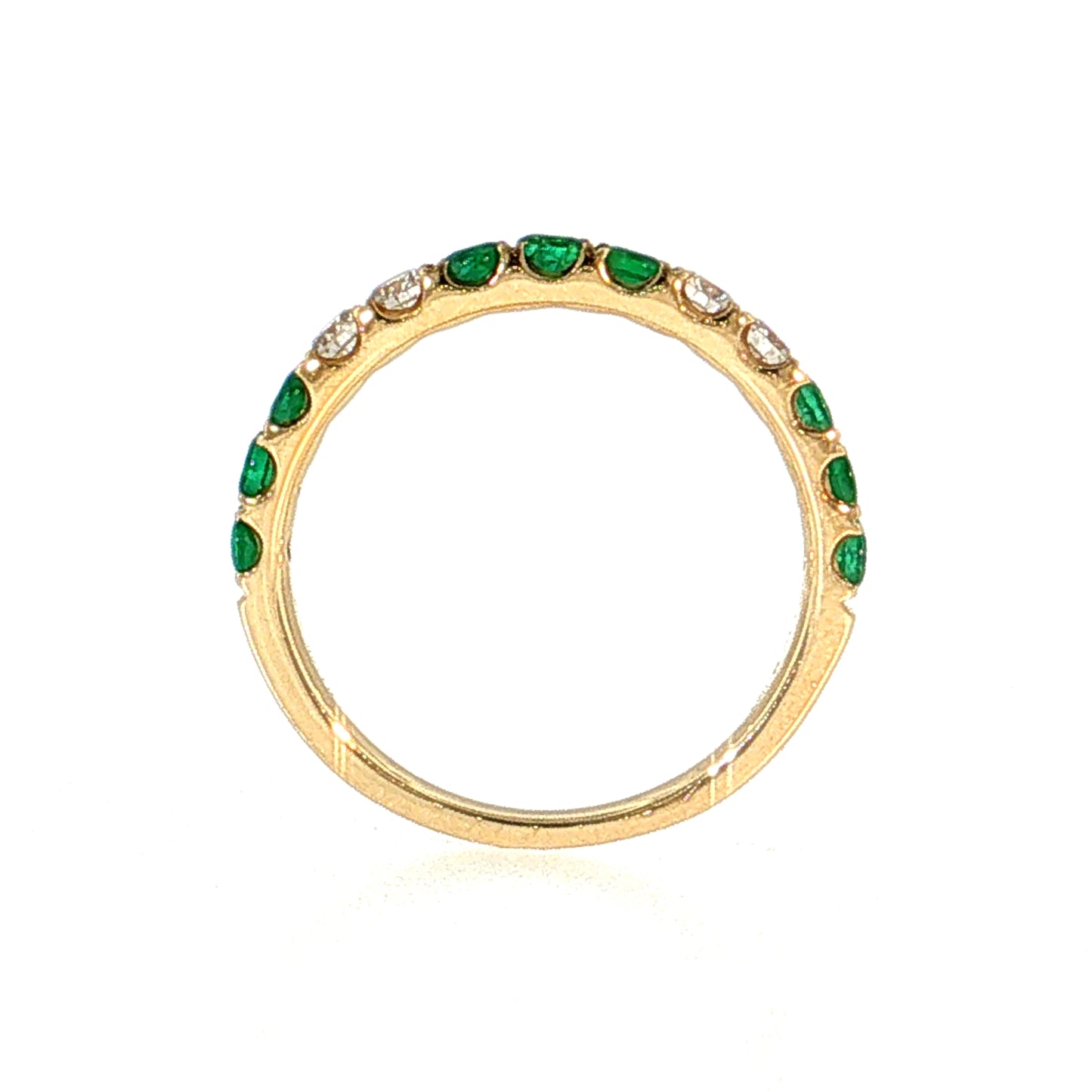 .63 Emerald & Diamond Half-Eternity Wedding Band 14k