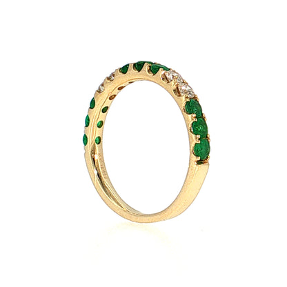 .63 Emerald & Diamond Half-Eternity Wedding Band 14k