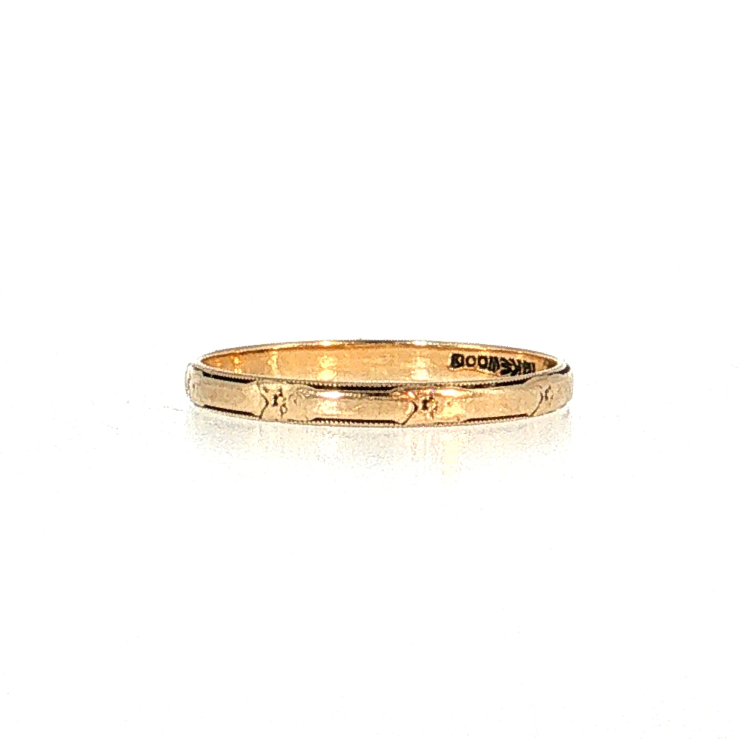Vintage Mid-Century Floral Engraved Wedding Band 14k