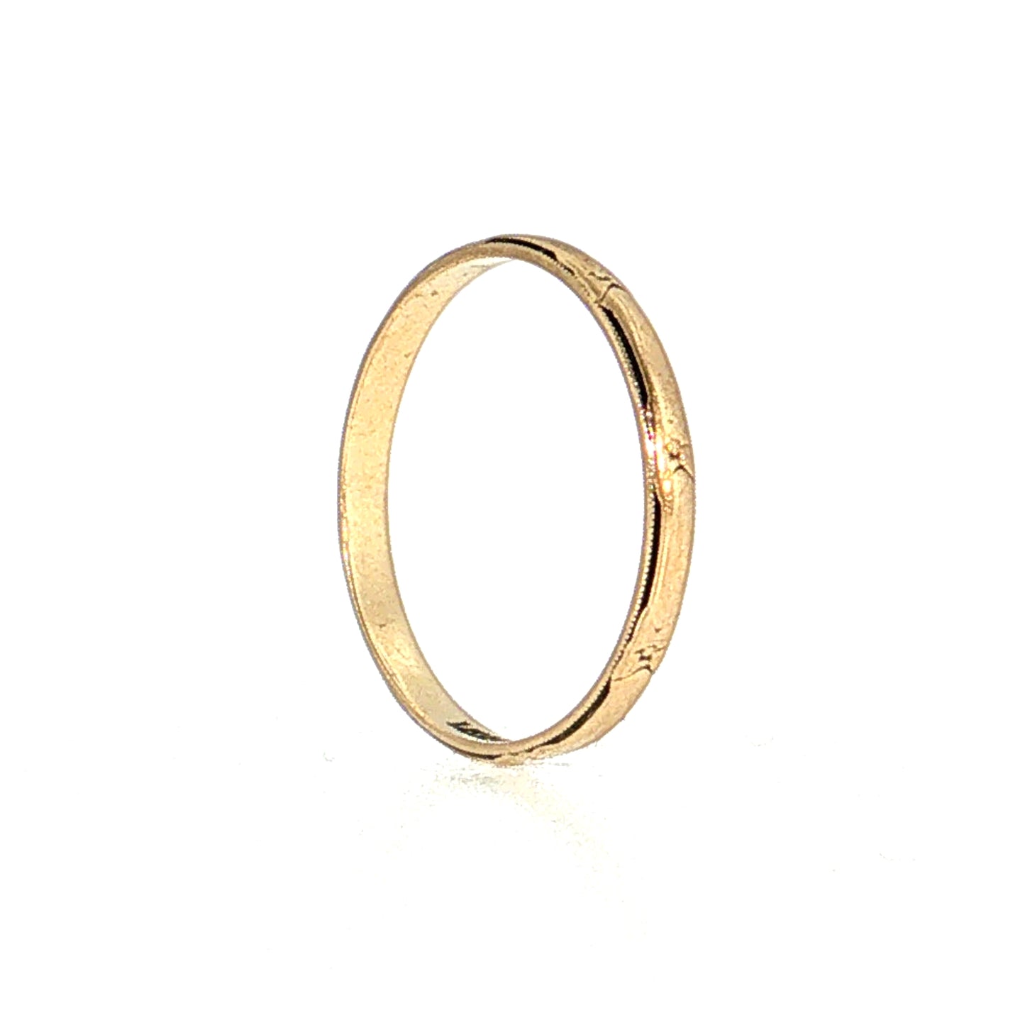 Vintage Mid-Century Floral Engraved Wedding Band 14k