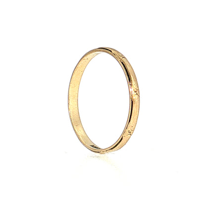 Vintage Mid-Century Floral Engraved Wedding Band 14k