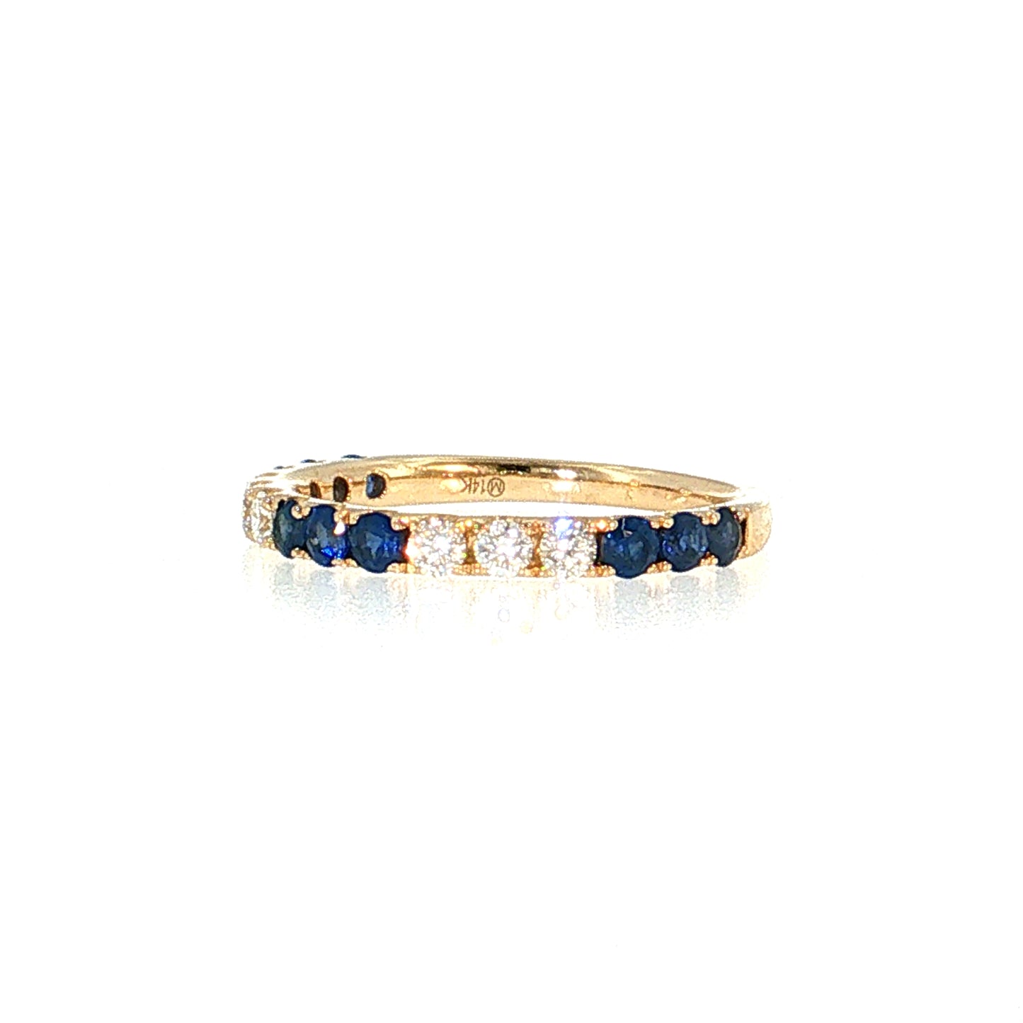 Blue Sapphire & Diamond Stacking Band 14k Yellow Gold