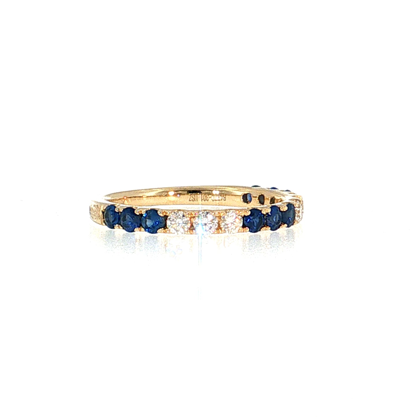 Blue Sapphire & Diamond Stacking Band 14k Yellow Gold