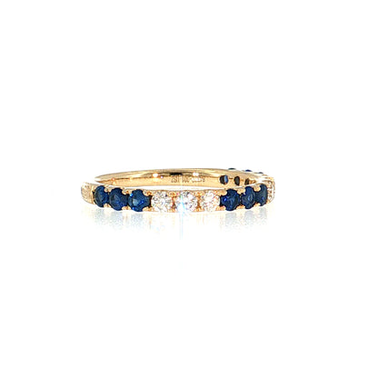 Blue Sapphire & Diamond Stacking Band 14k Yellow Gold