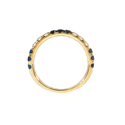 Blue Sapphire & Diamond Stacking Band 14k Yellow Gold