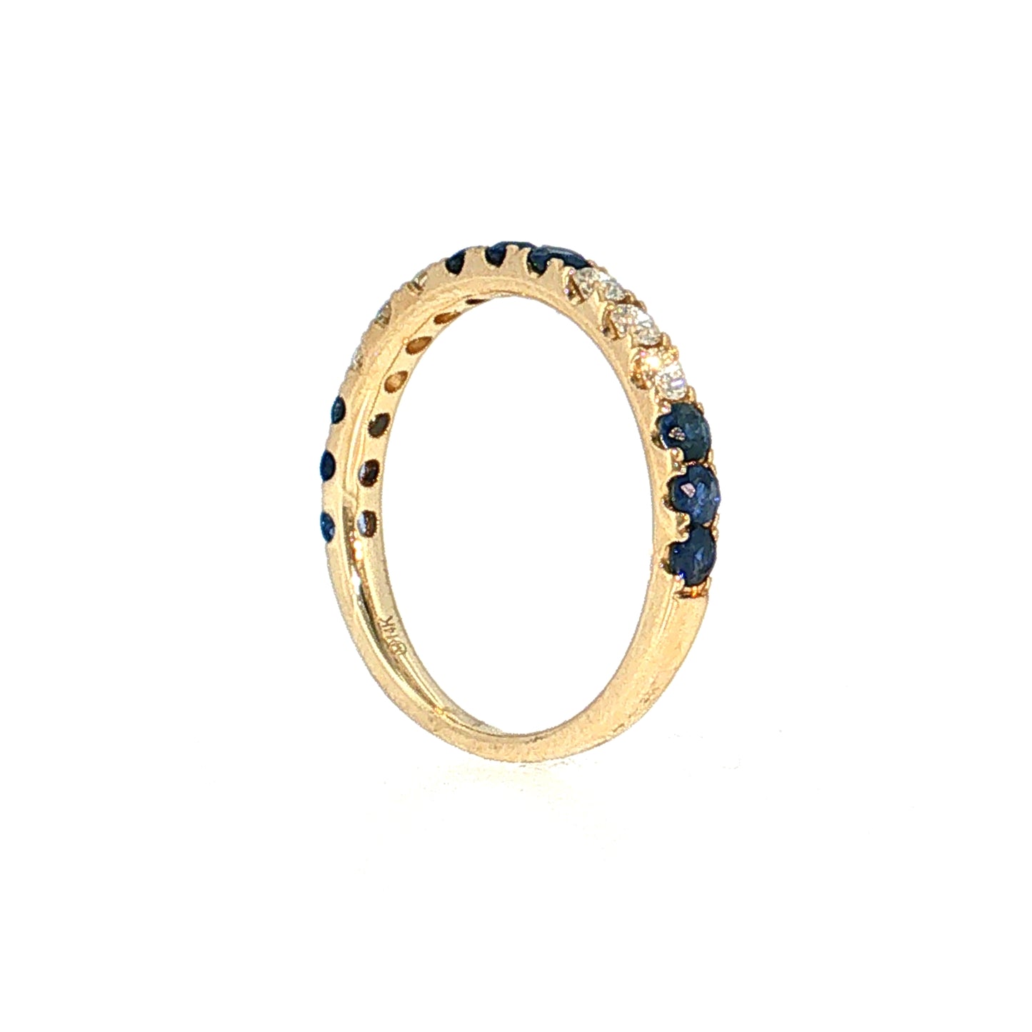 Blue Sapphire & Diamond Stacking Band 14k Yellow Gold