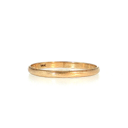 Vintage Mid-Century Milgrain Wedding Band 14k Yellow Gold