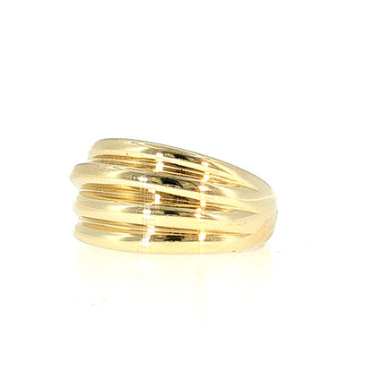 Ridged Dome Statement Cocktail Ring 14k Yellow Gold