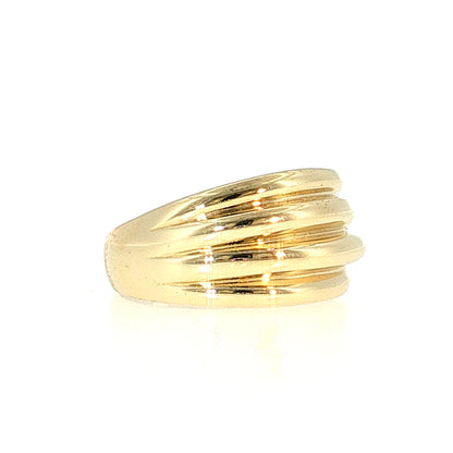 Ridged Dome Statement Cocktail Ring 14k Yellow Gold