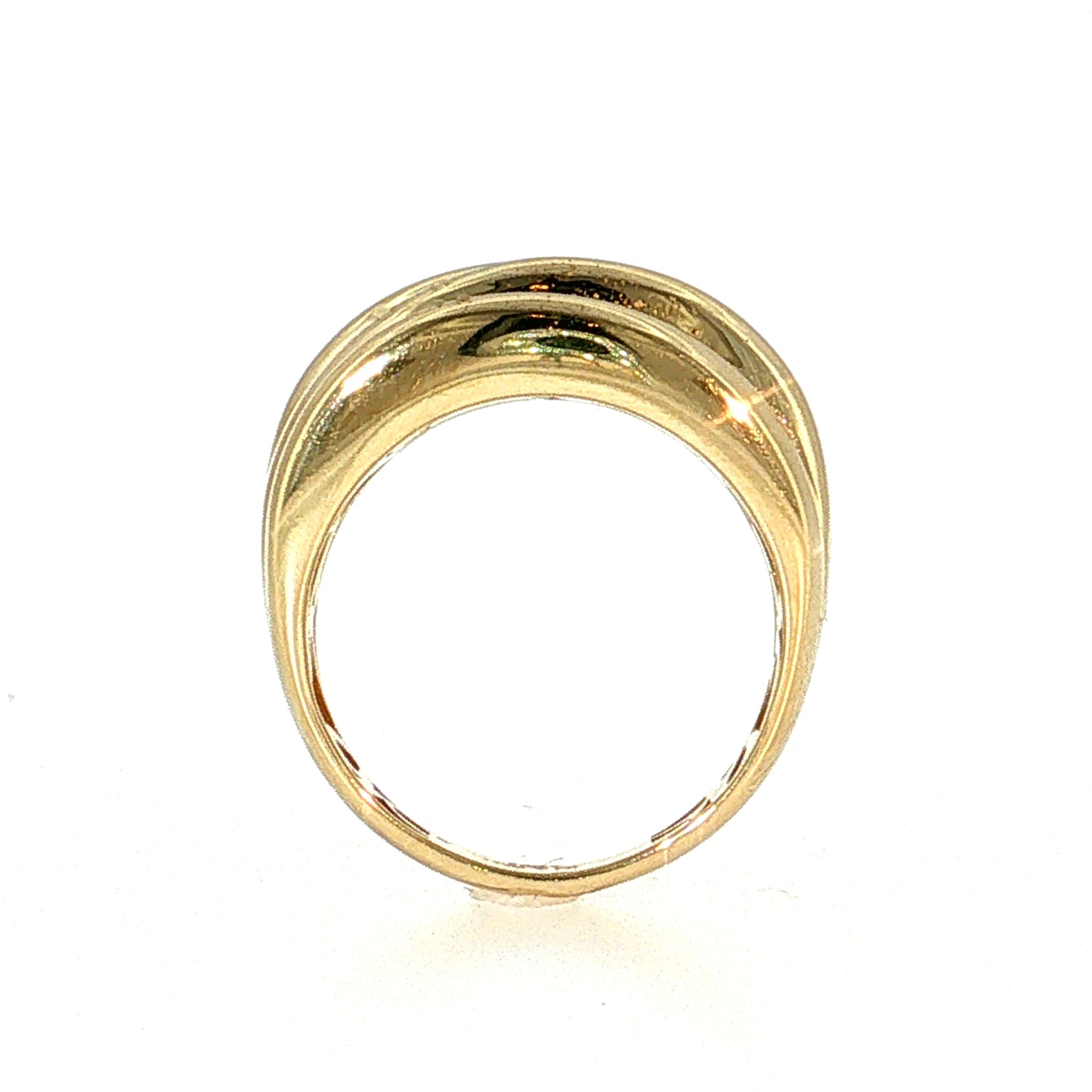Ridged Dome Statement Cocktail Ring 14k Yellow Gold