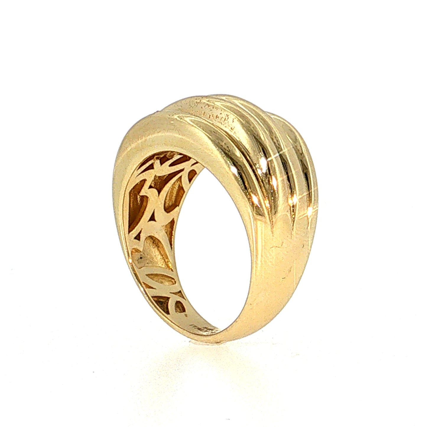 Ridged Dome Statement Cocktail Ring 14k Yellow Gold