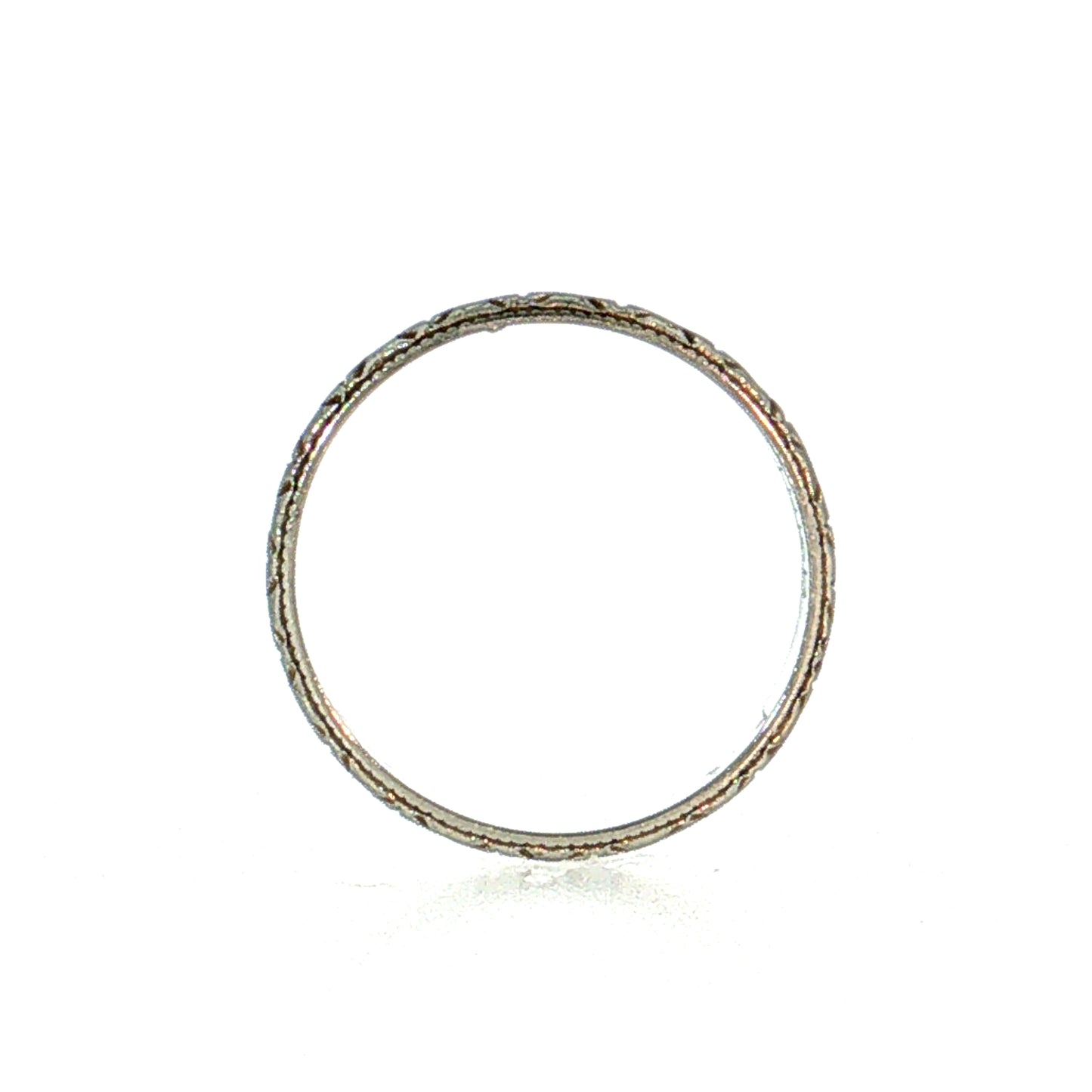 2.5mm Antique Orange Blossom Wedding Band 18k White Gold
